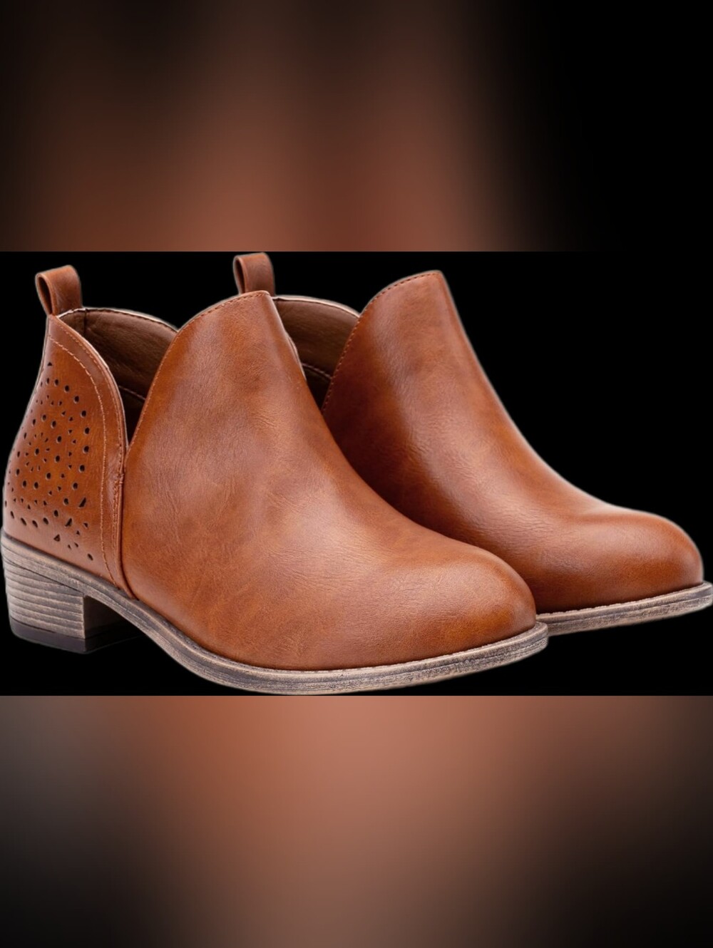 Vepose Short Ankle Leather Boots in Red Brown
